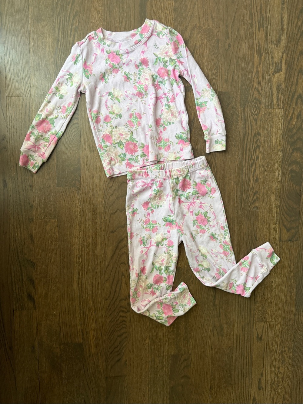 Love Shack Fancy Girls Pink Floral Long-Sleeve Pajama Set